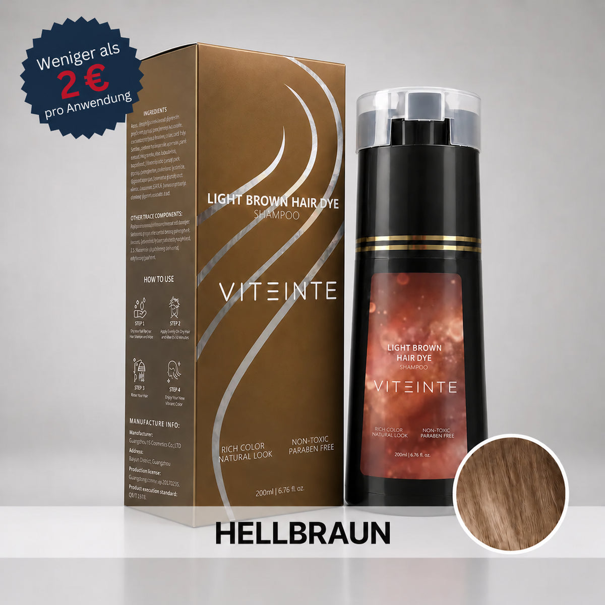 VITEINTE Sofort-Farbshampoo Hellbraun #Farbe_Hellbraun