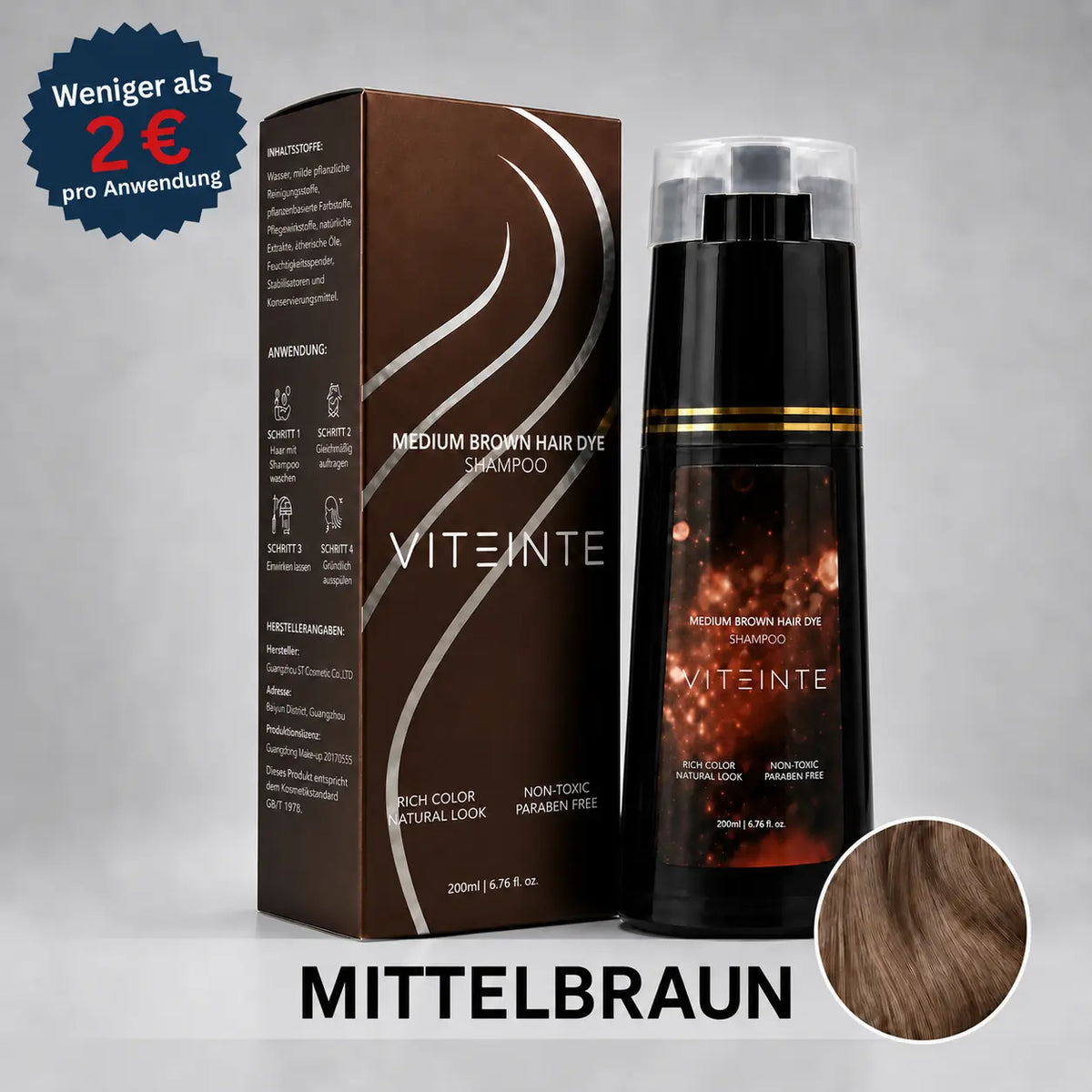 VITEINTE Sofort-Farbshampoo Mittelbraun #Farbe_Mittelbraun
