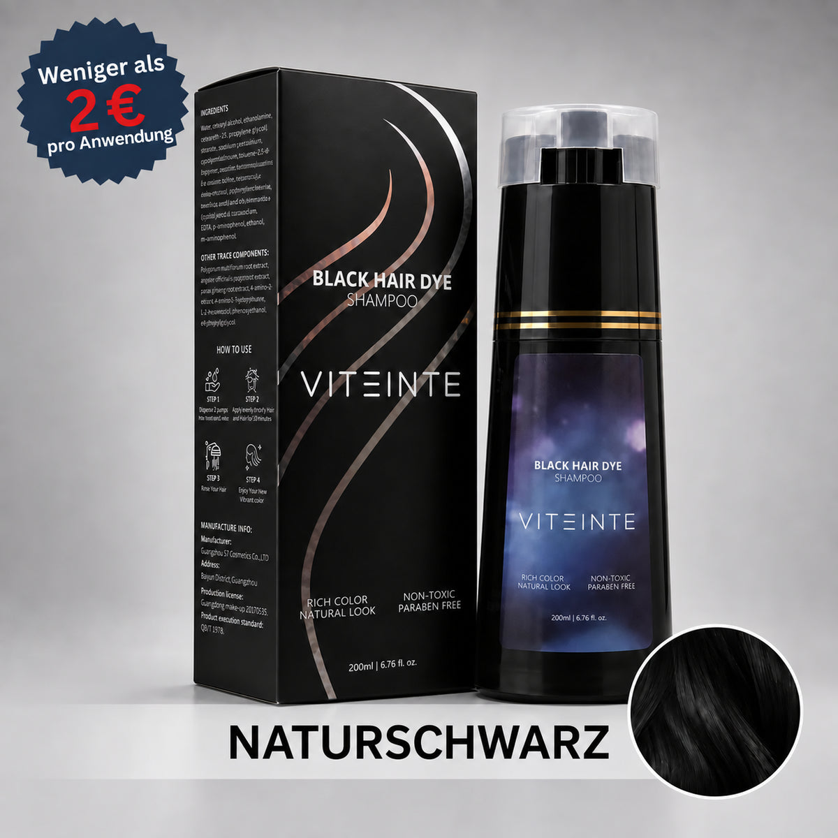 VITEINTE Sofort-Farbshampoo Schwarz #Farbe_Schwarz